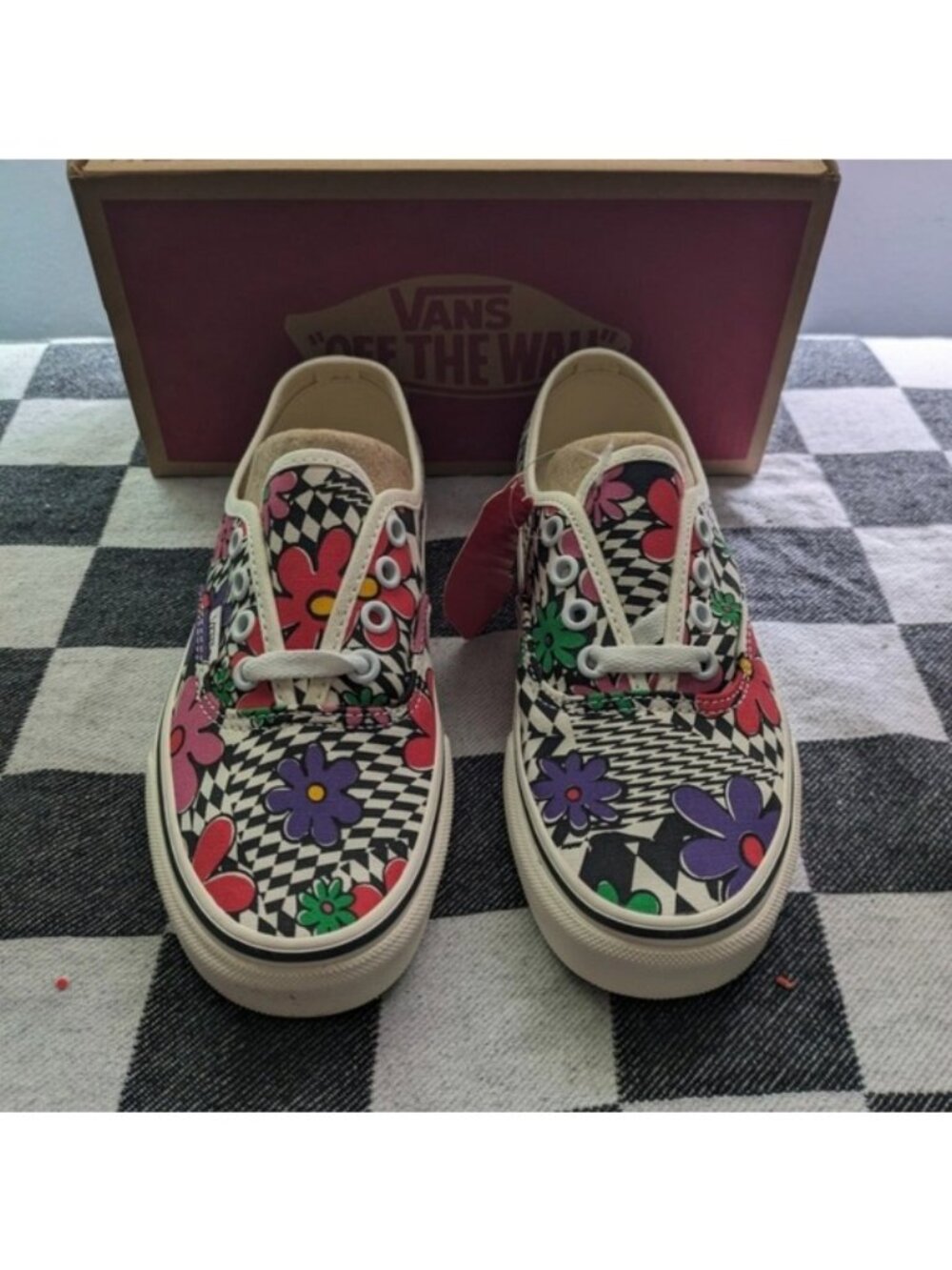 Vans Authentic Kid Youth 3.5 Printed Floral Check Marshmallow Classic 0926 - Picture 7 of 11